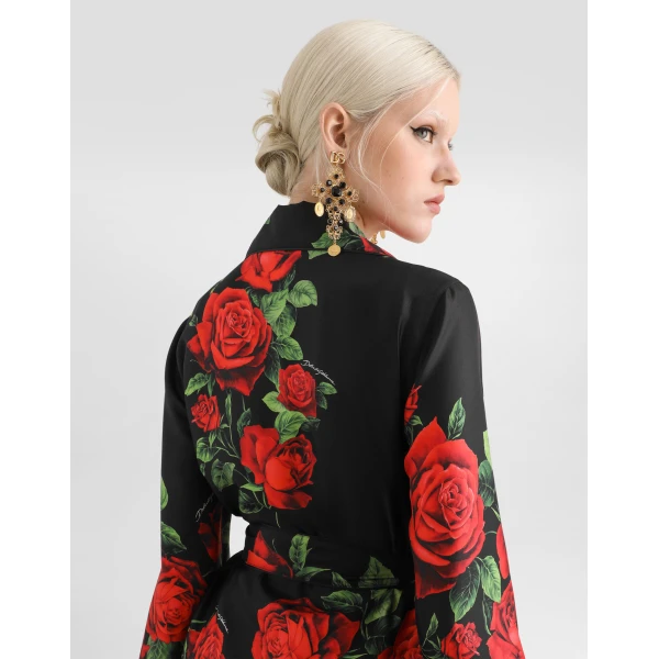 Dolce & Gabbana Rose-print vanity twill shirt, view 5