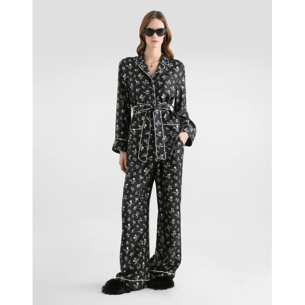 Dolce & Gabbana Roses and lilies of the valley-print twill vanity trousers, view 2