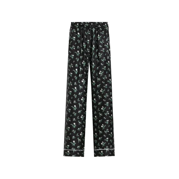 Roses and lilies of the valley-print twill vanity trousers