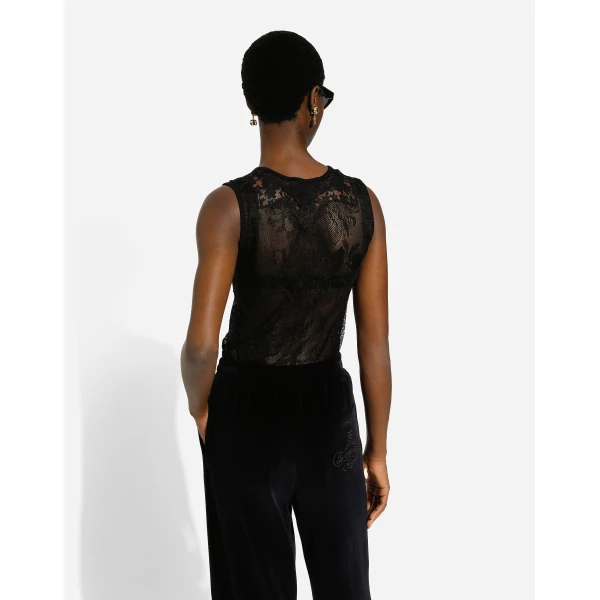 Dolce & Gabbana Round-neck lace-stitch jacquard sweater, view 3