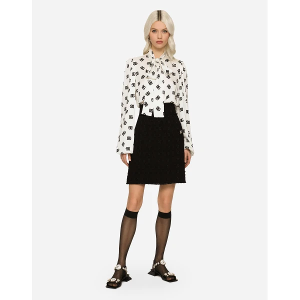 Dolce & Gabbana Rush-stitch skirt with side slit, view 2