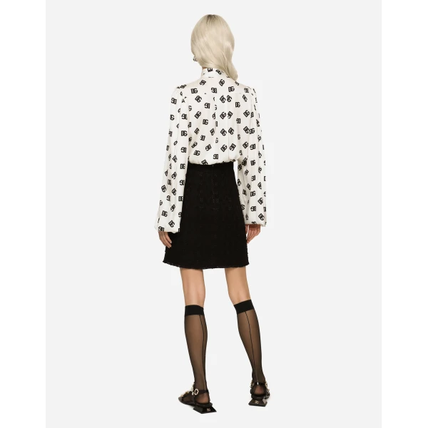 Dolce & Gabbana Rush-stitch skirt with side slit, view 3