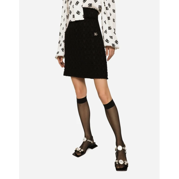 Dolce & Gabbana Rush-stitch skirt with side slit, view 4