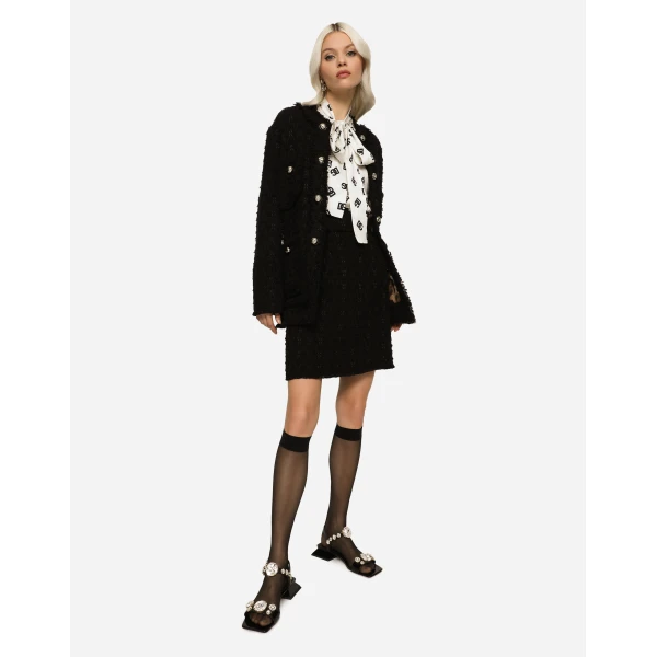 Dolce & Gabbana Rush-stitch skirt with side slit, view 5