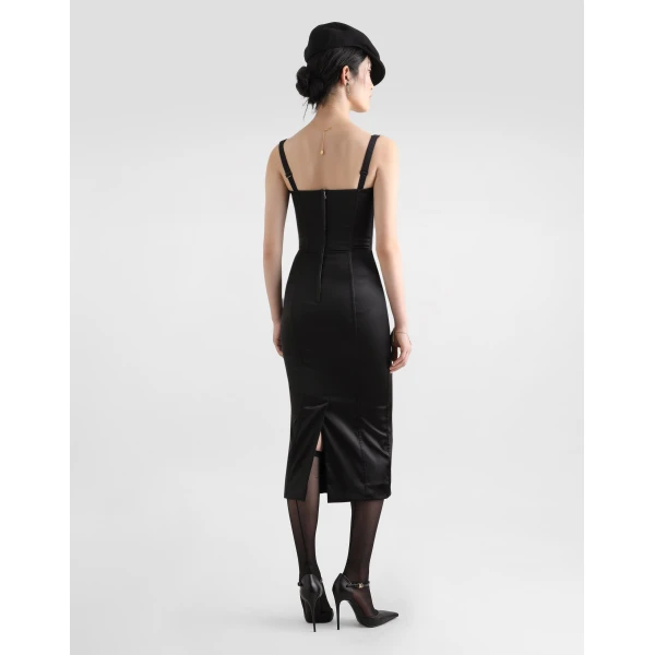 Dolce & Gabbana Satin calf-length corset dress with bra detail, view 3