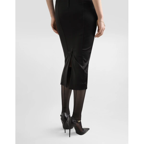 Dolce & Gabbana Satin calf-length corset dress with bra detail, view 5