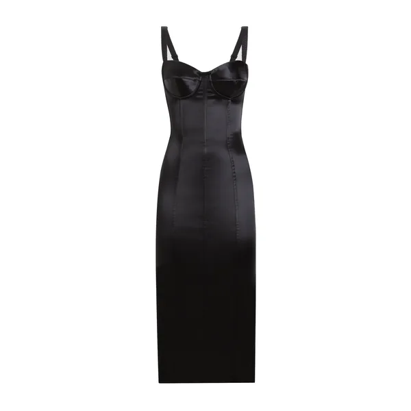 Dolce & Gabbana Satin calf-length corset dress with bra detail