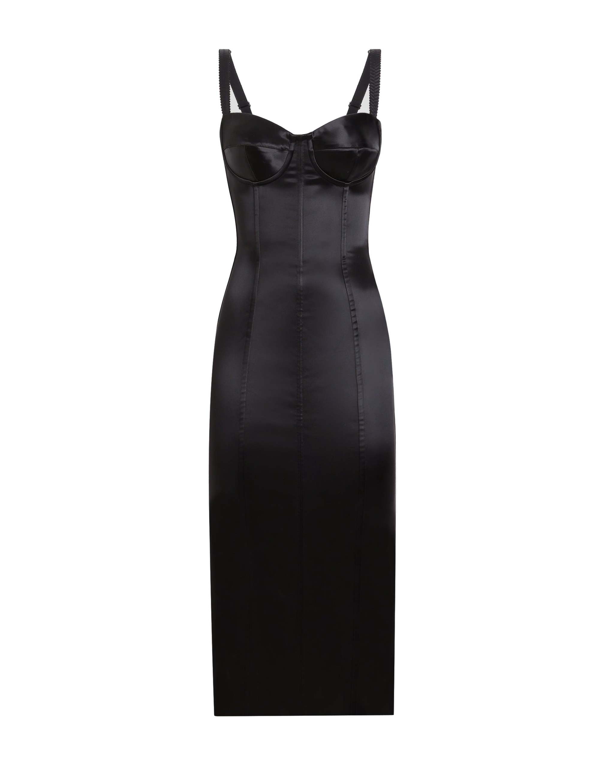 Dolce & Gabbana Satin calf-length corset dress with bra detail