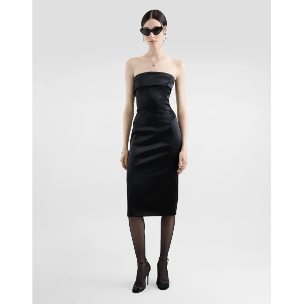 Dolce & Gabbana Satin calf-length corset sheath dress, view 2