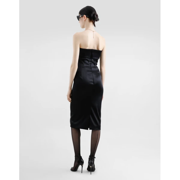 Dolce & Gabbana Satin calf-length corset sheath dress, view 3