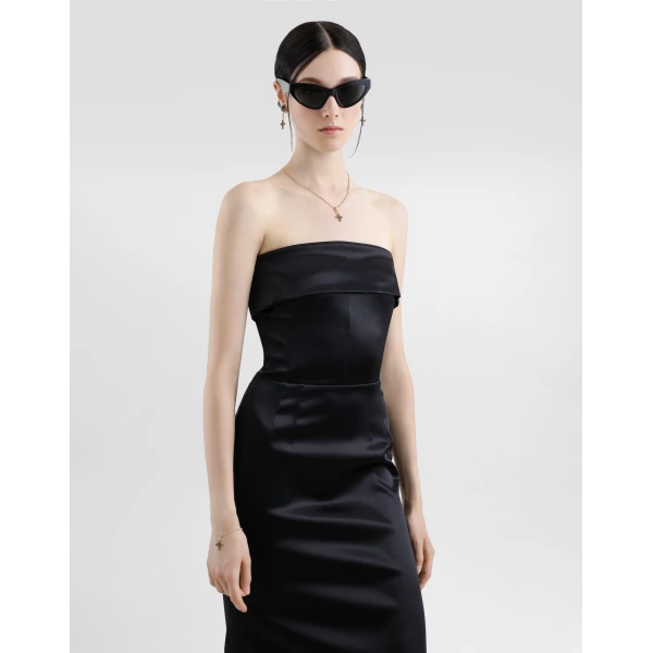 Dolce & Gabbana Satin calf-length corset sheath dress, view 4