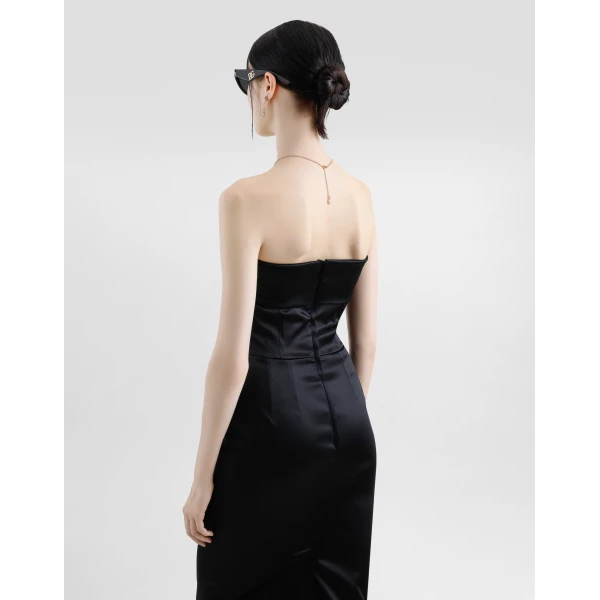 Dolce & Gabbana Satin calf-length corset sheath dress, view 6