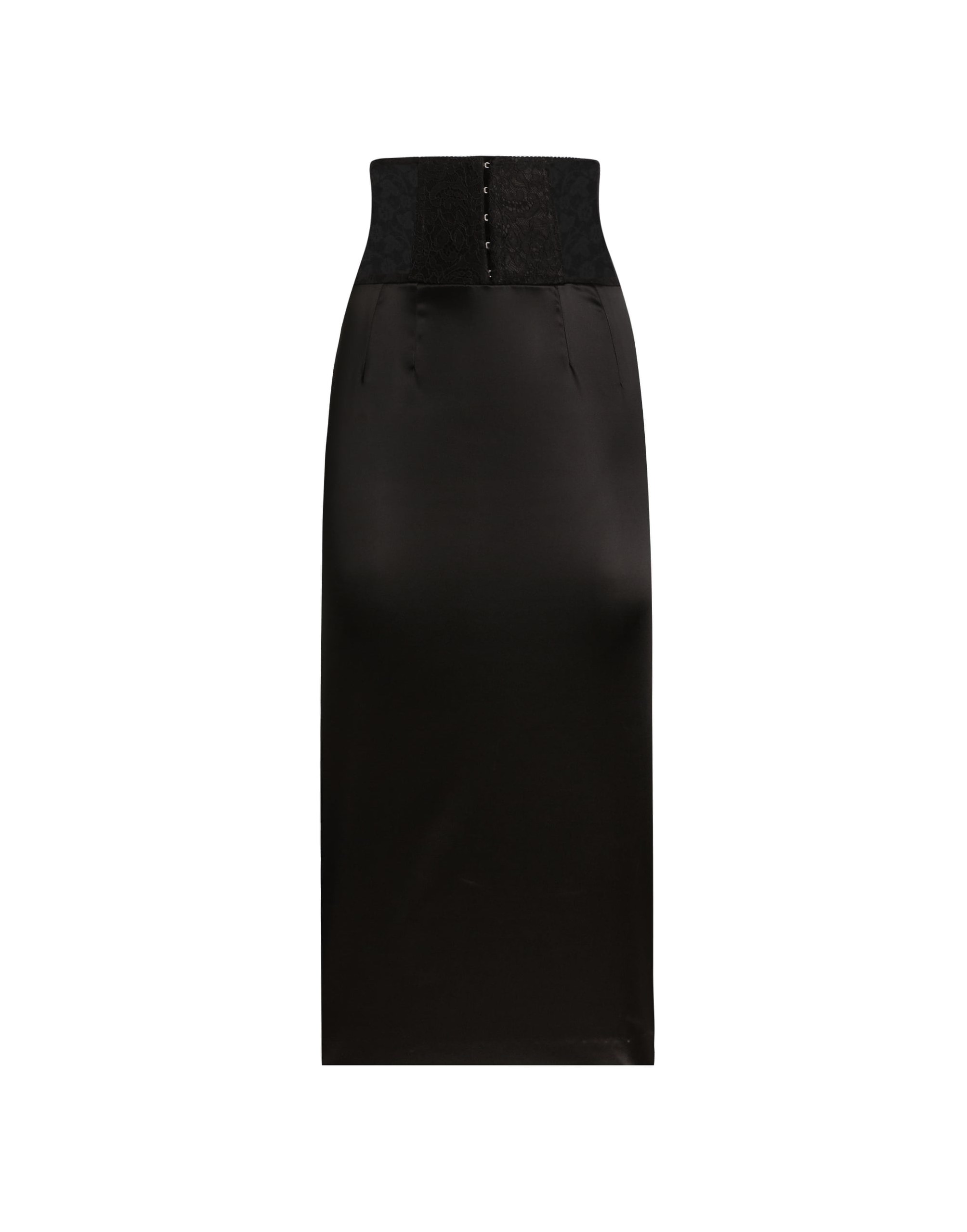 Dolce & Gabbana Satin calf-length skirt with corset-style belt detail