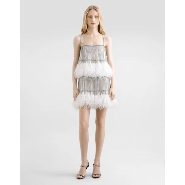 Dolce & Gabbana Satin dress with feathers, view 2