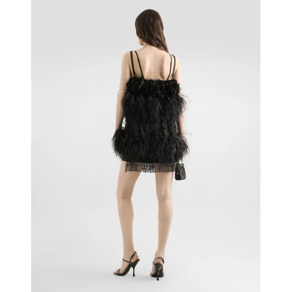 Dolce & Gabbana Satin dress with feathers, view 3