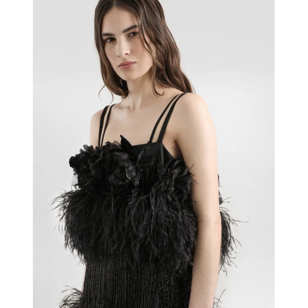 Dolce & Gabbana Satin dress with feathers, view 4