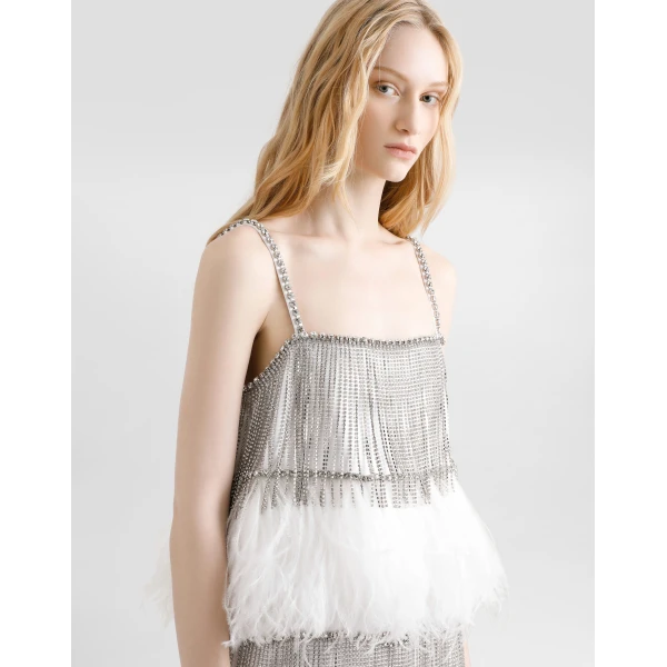 Dolce & Gabbana Satin dress with feathers, view 4