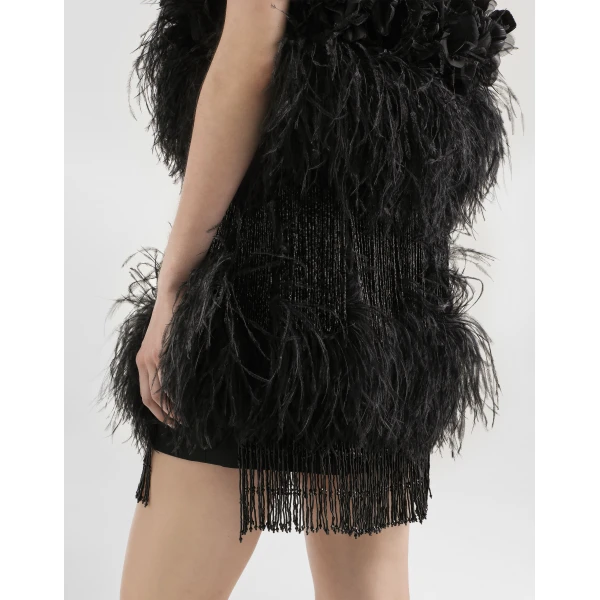 Dolce & Gabbana Satin dress with feathers, view 5