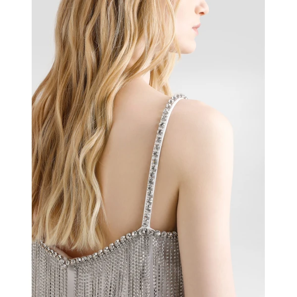 Dolce & Gabbana Satin dress with feathers, view 5