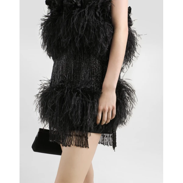 Dolce & Gabbana Satin dress with feathers, view 6