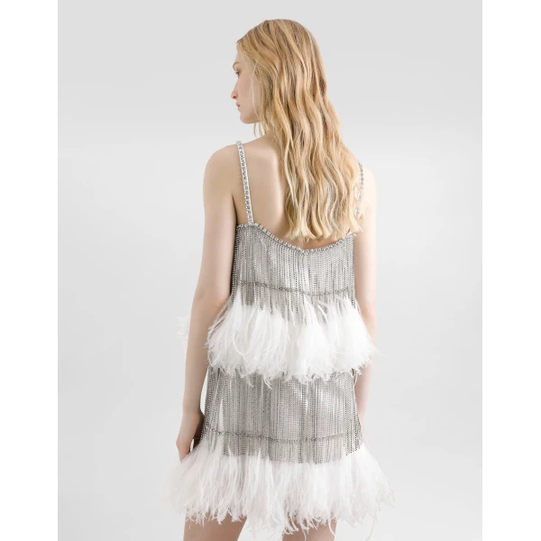 Dolce & Gabbana Satin dress with feathers, view 6
