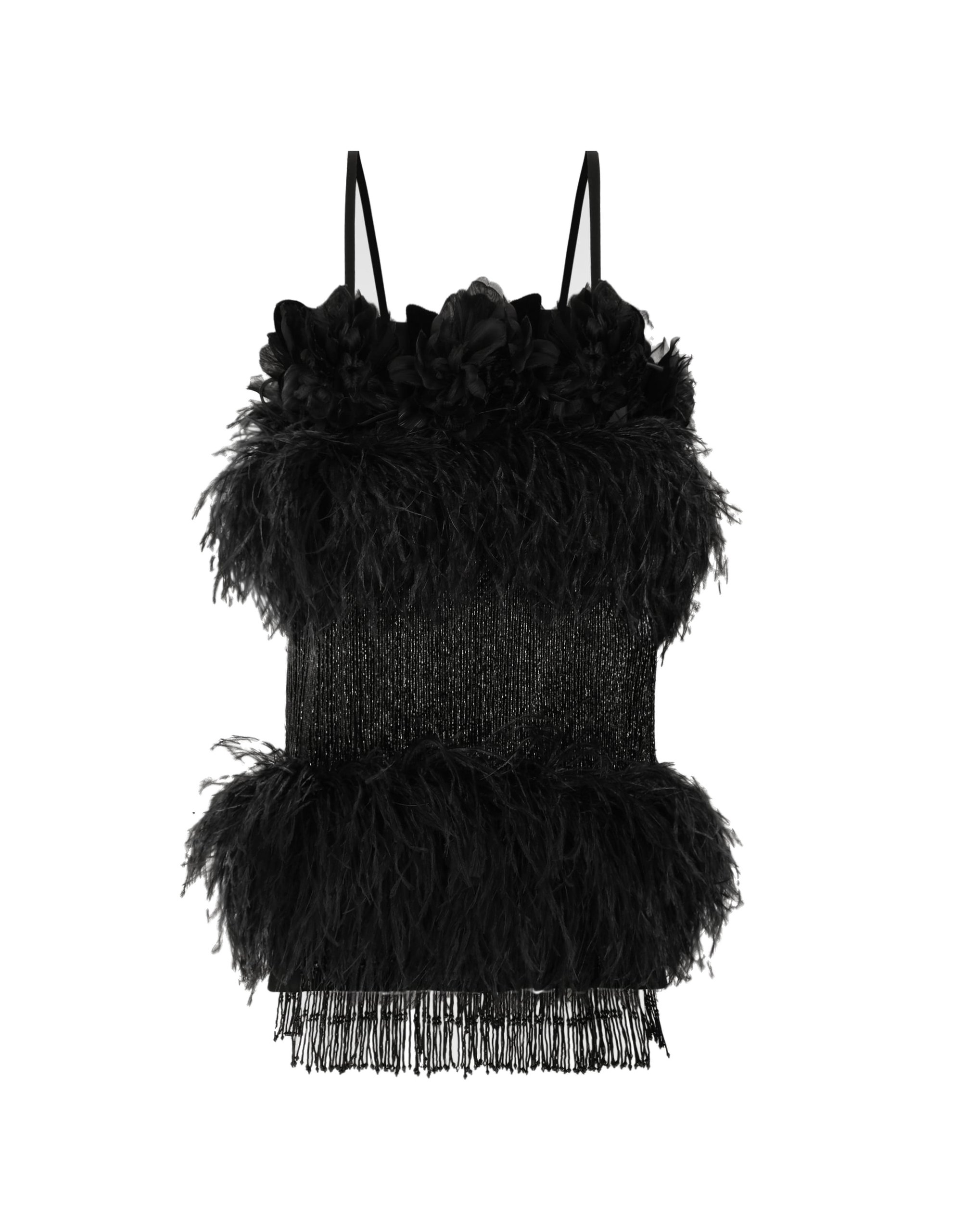 Dolce & Gabbana Satin dress with feathers