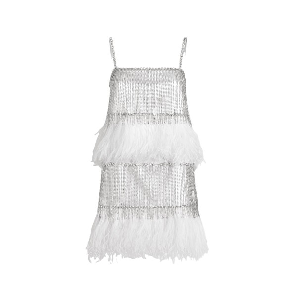Dolce & Gabbana Satin dress with feathers