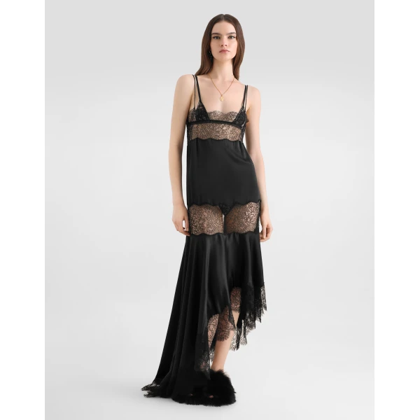 Dolce & Gabbana Satin dress with lace bands, view 2