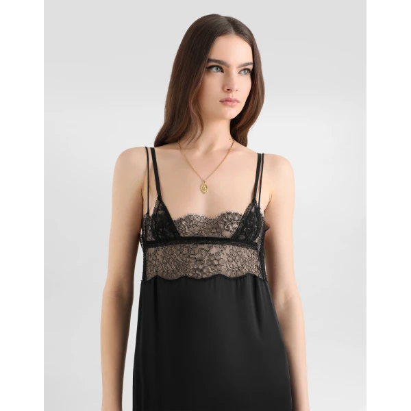 Dolce & Gabbana Satin dress with lace bands, view 4