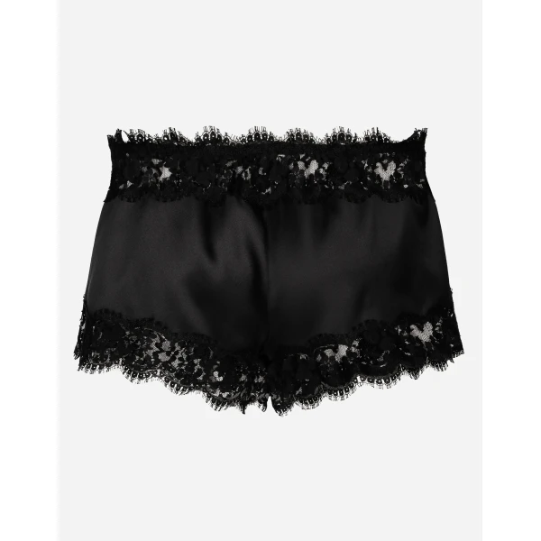 Dolce & Gabbana Satin lingerie shorts with lace detailing, view 3