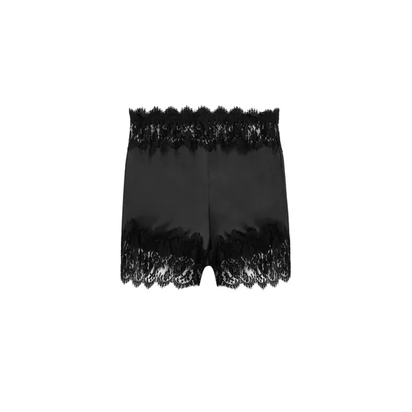 Satin lingerie shorts with lace detailing