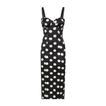 Dolce & Gabbana Satin midi dress with polka-dot print and corset details