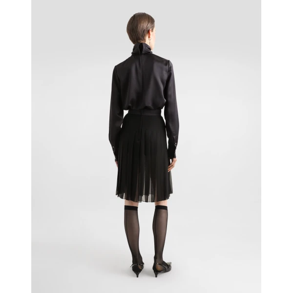 Dolce & Gabbana Satin sack top with lace shirt front, view 3