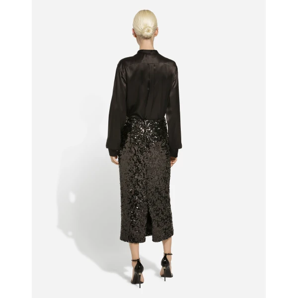Dolce & Gabbana Satin shirt with bow-tie detailing, view 3