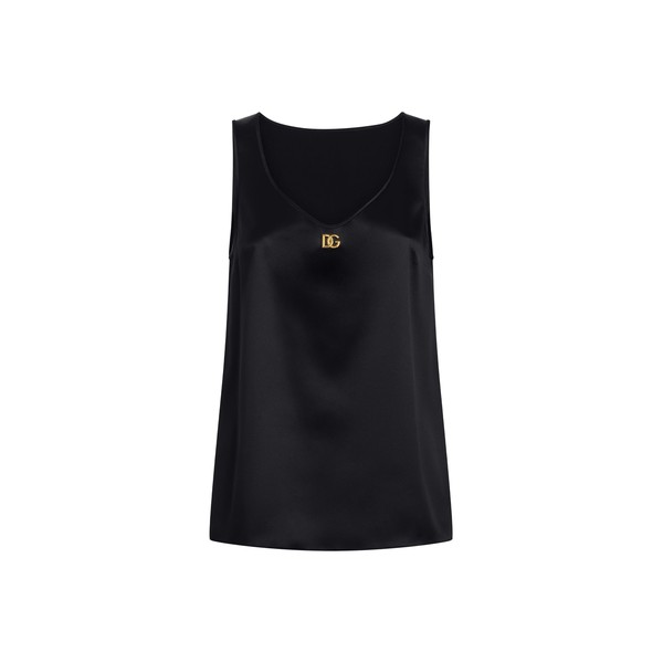 Dolce & Gabbana Satin tank top with DG logo pin