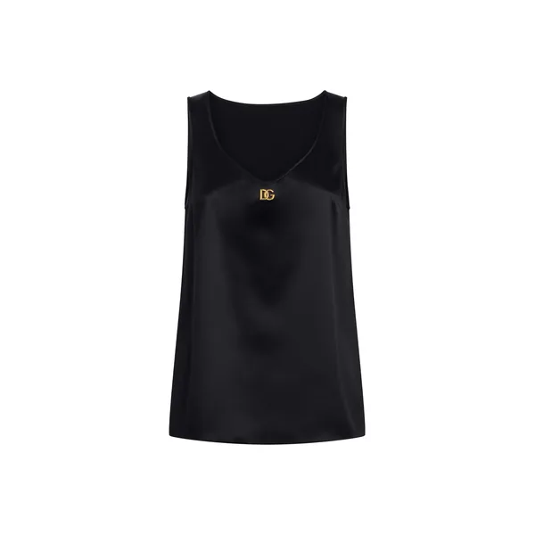 Dolce & Gabbana Satin tank top with DG logo pin