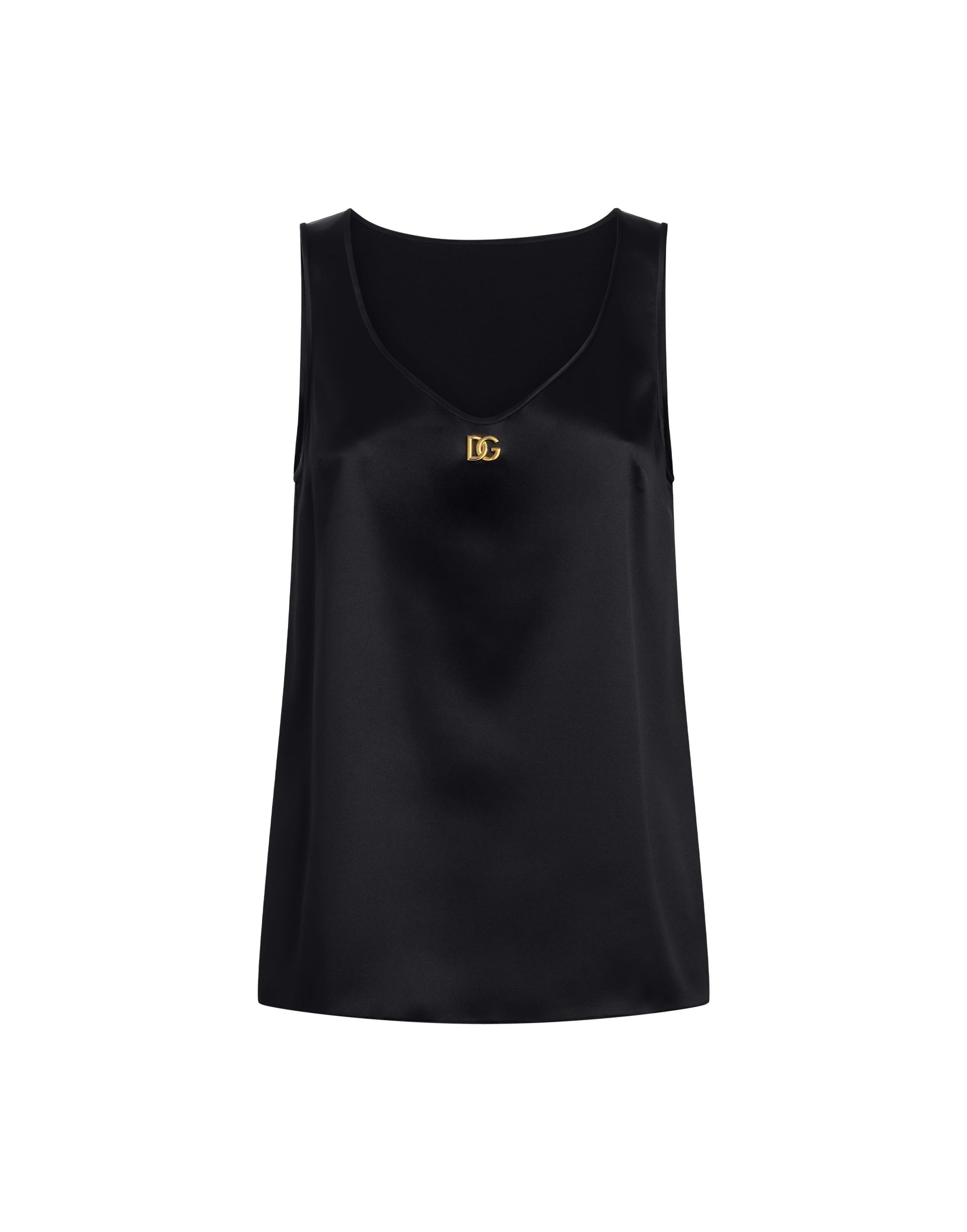 Dolce & Gabbana Satin tank top with DG logo pin