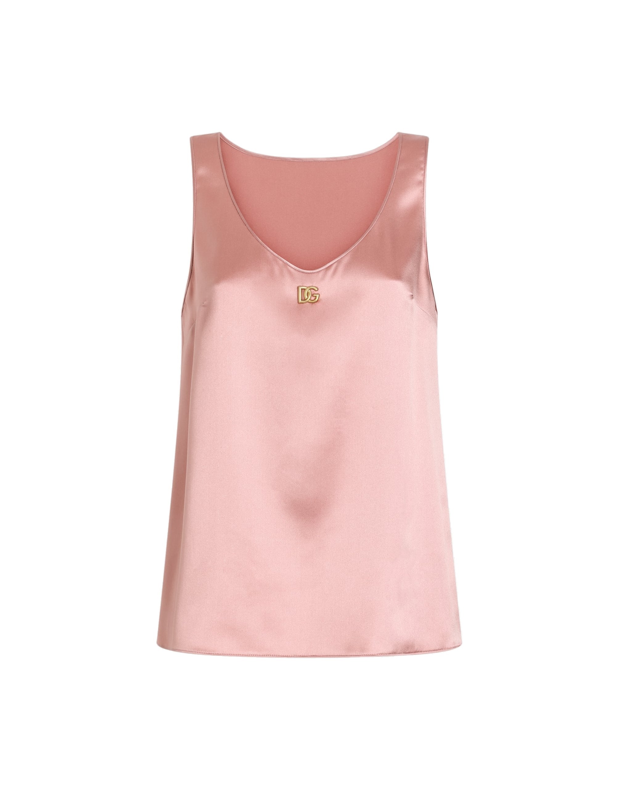 Dolce & Gabbana Satin tank top with DG logo pin