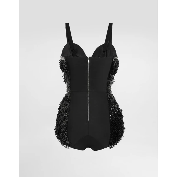 Dolce & Gabbana Sequined and micro-beaded bodysuit, view 5