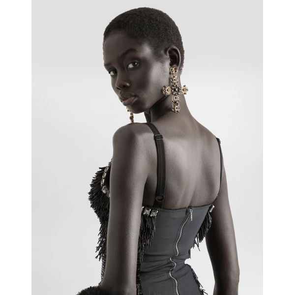 Dolce & Gabbana Sequined and micro-beaded bodysuit, view 6