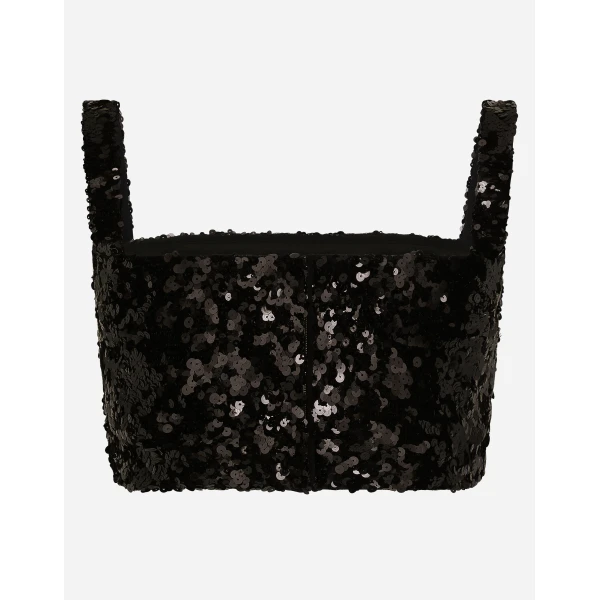 Dolce & Gabbana Sequined crop top with straps, view 2