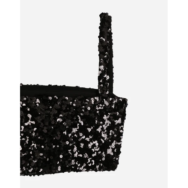 Dolce & Gabbana Sequined crop top with straps, view 5