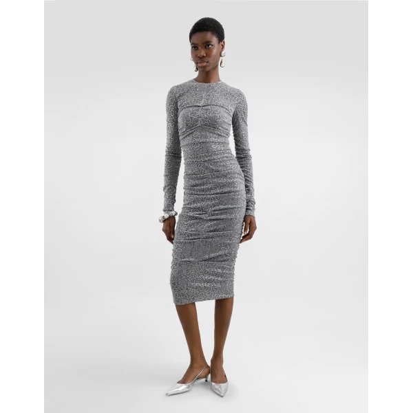 Dolce & Gabbana Sequined draped calf-length dress, view 2