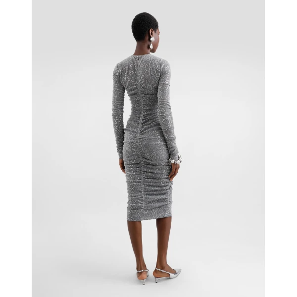 Dolce & Gabbana Sequined draped calf-length dress, view 3