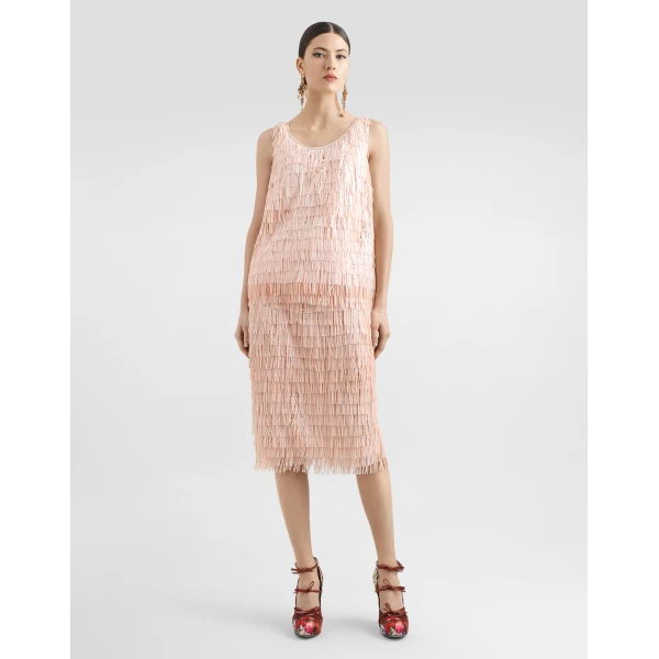 Dolce & Gabbana Sequined midi skirt with fringed embellishment, view 2