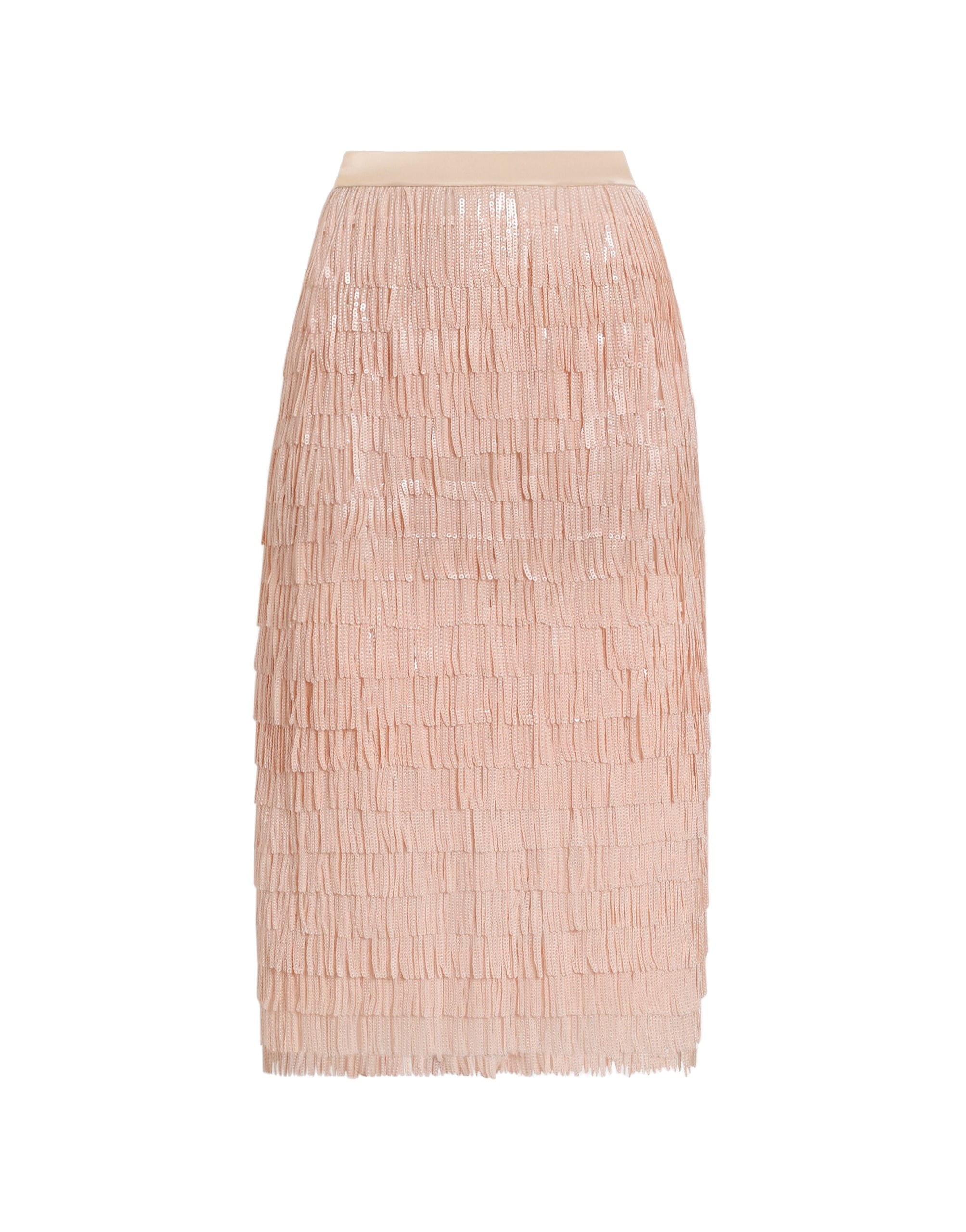 Dolce & Gabbana Sequined midi skirt with fringed embellishment