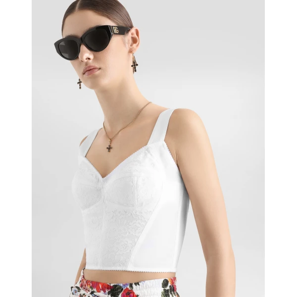 Dolce & Gabbana Shaper corset bustier in lace and jacquard Top, view 4