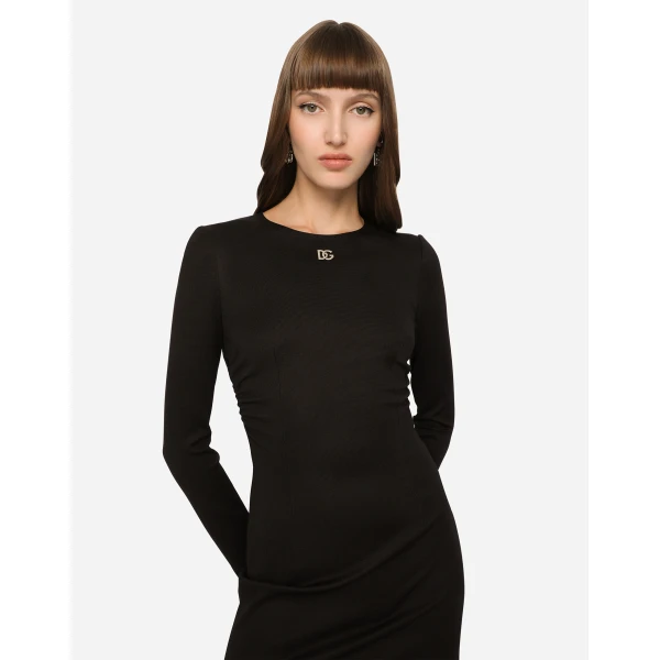 Dolce & Gabbana Short Milano rib dress with DG logo, view 4