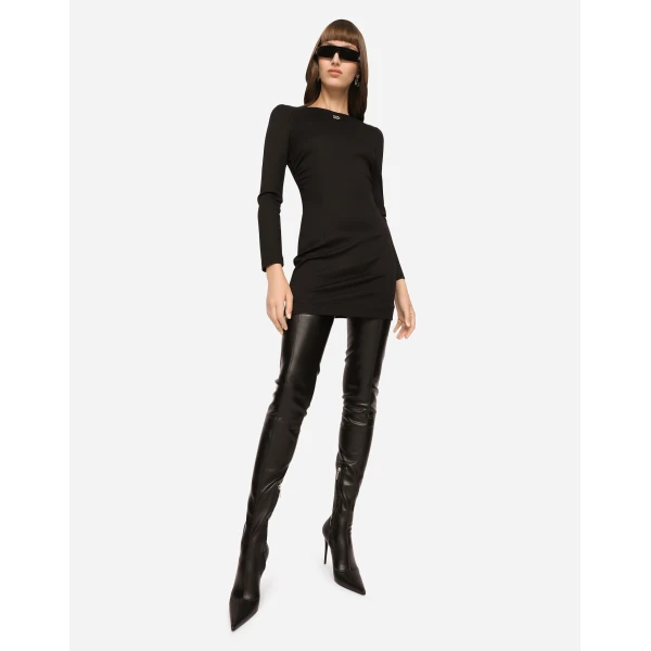 Dolce & Gabbana Short Milano rib dress with DG logo, view 5
