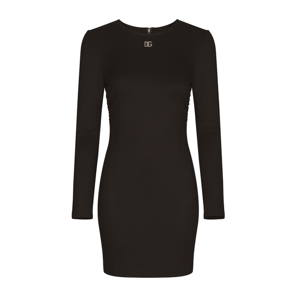 Dolce & Gabbana Short Milano rib dress with DG logo